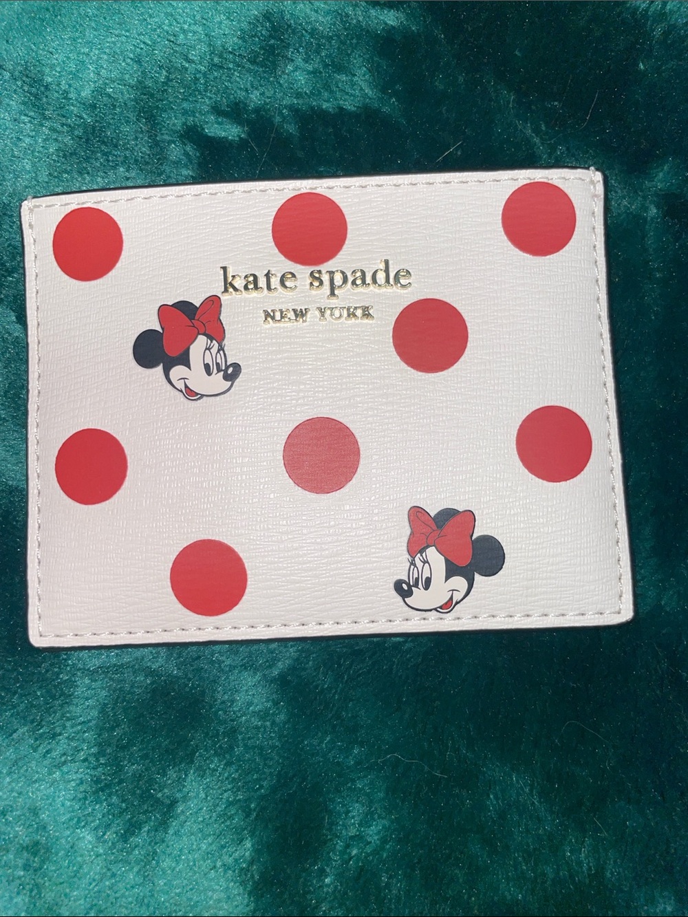 kate spade White and Red Minnie Polka Dot Card Case
